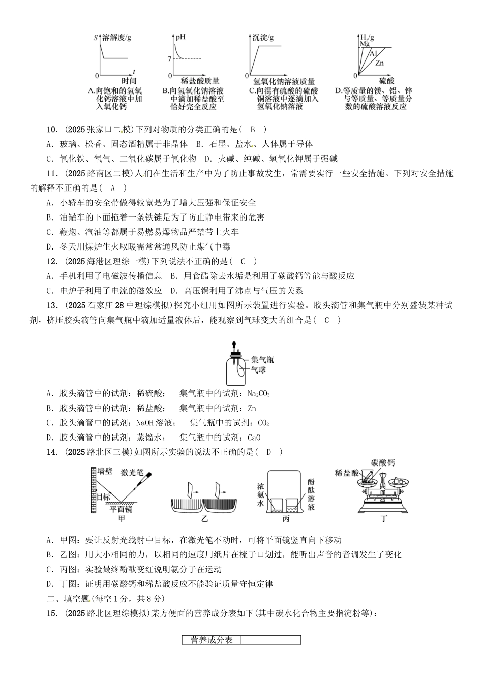 中考化学总复习-考前综合检测一1_第2页