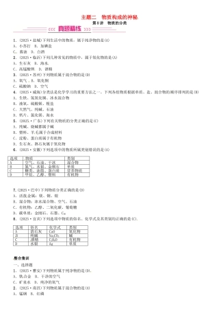 中考化学总复习-考点解读-各个击破-主题二-物质构成的奥秘--物质的分类习题-新人教版