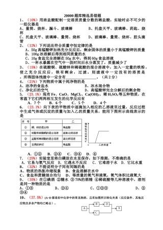 中考化学易错题集20000道题库含详细解答