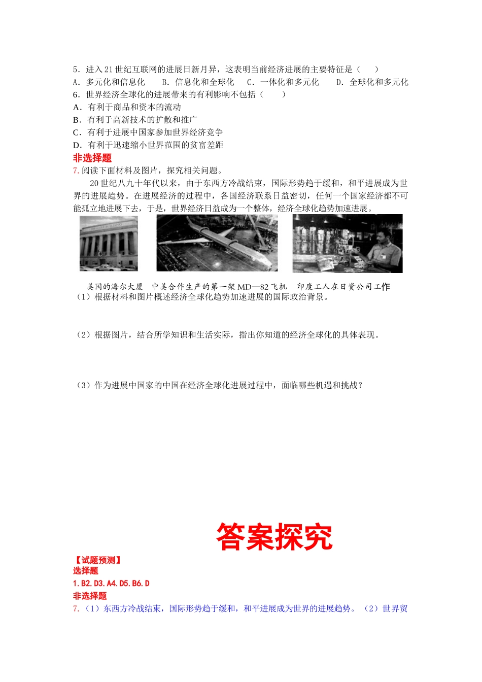 中考历史复习资料热点专题专题九经济全球化_第2页