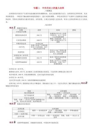 中考历史总复习-第三编-政史综合速查-专题二-中外历史上的重大改革练习