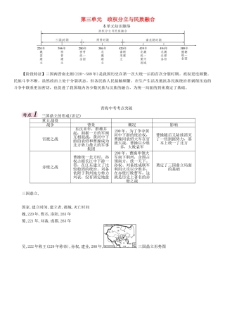 中考历史总复习-教材知识梳理篇--政权分立与民族融合练习