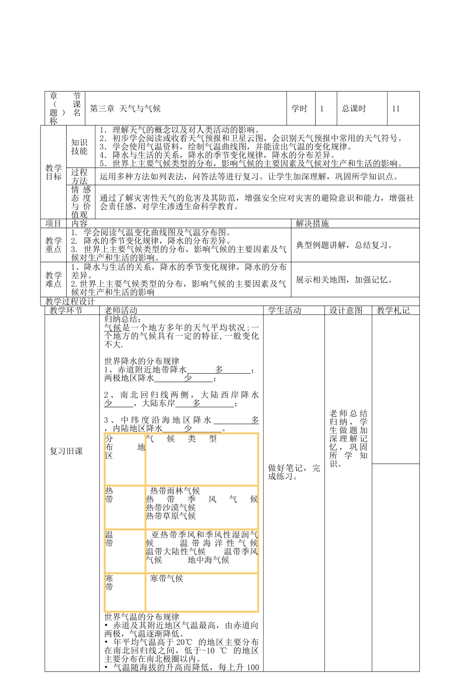 中考地理--天气与气候复习教案_第2页