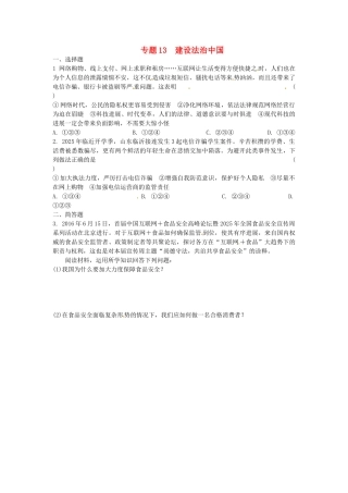 中考思想品德-热点专题突破-专题13-建设法治中国习题