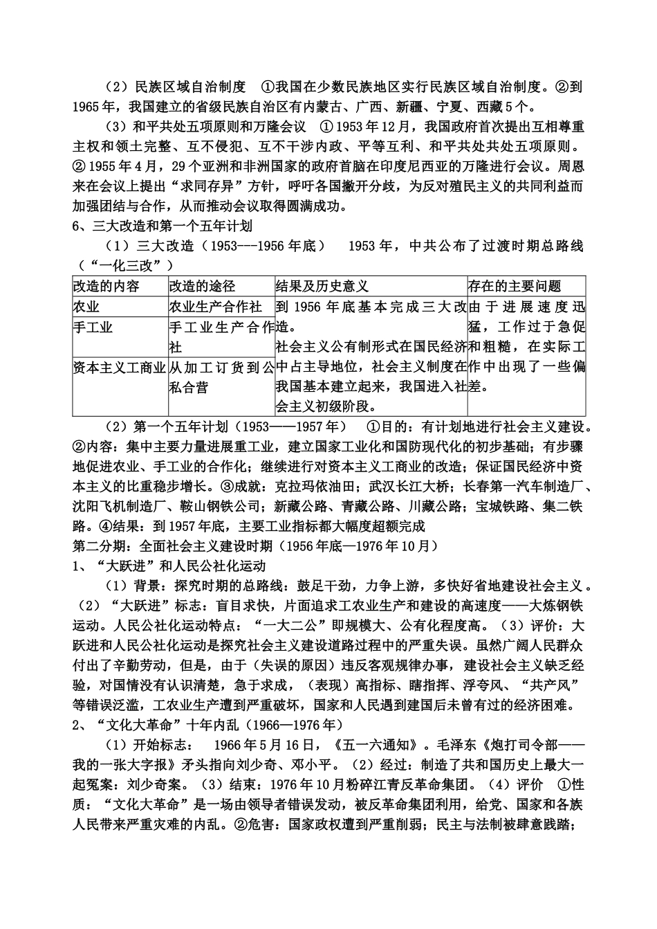 中考政史地中国现代史复习材料04_第2页