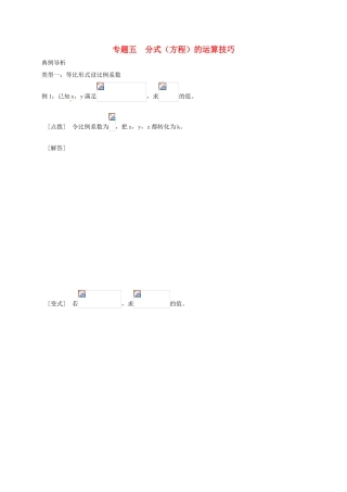 中考数学-专题五-分式方程的运算技巧培优试题无答案