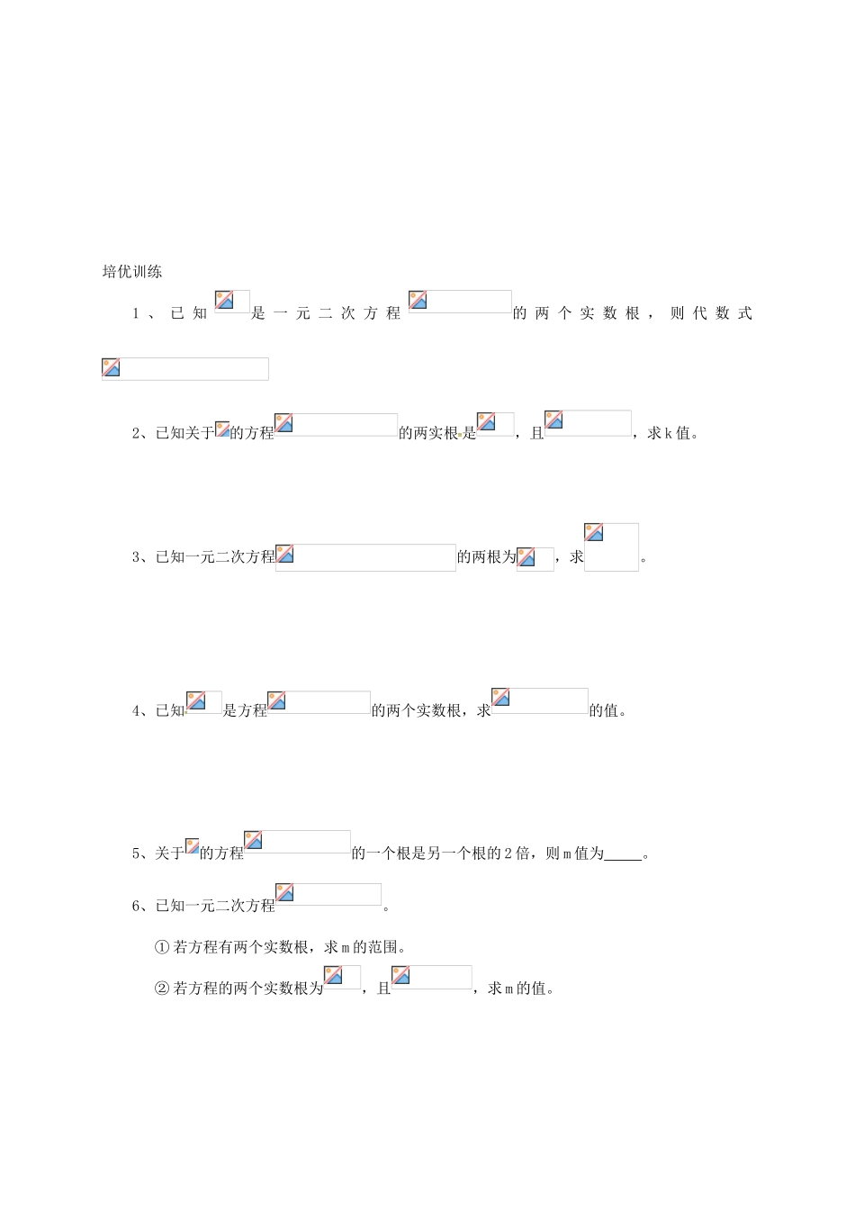 中考数学-专题八-充满活力的韦达定理培优试题无答案_第3页