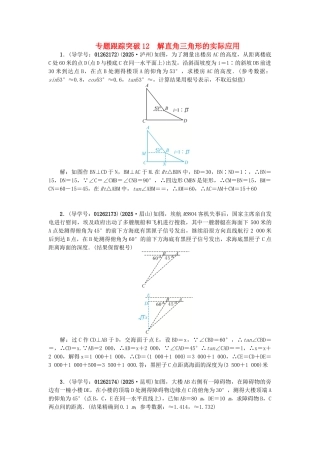 中考数学-专题聚焦--解答题-跟踪突破12-解直角三角形的实际应用试题1