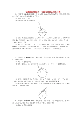中考数学-专题聚焦--解答题-跟踪突破10-与圆有关的证明及计算试题1
