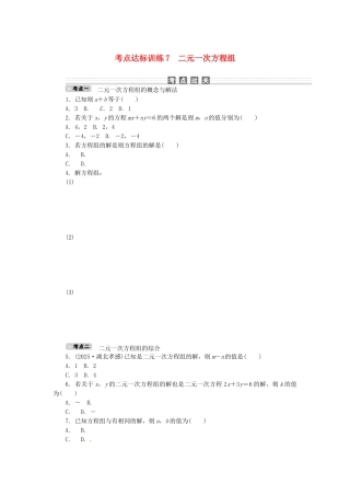 中考数学-考点达标训练7-二元一次方程组