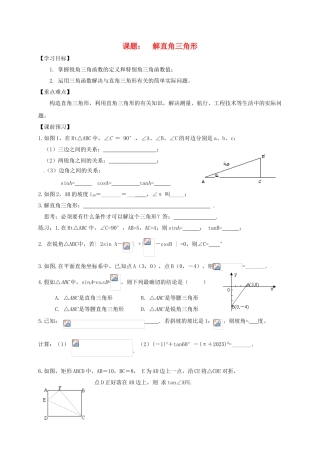 中考数学一轮复习-解直角三角形学案2无答案