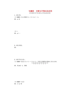 中考数学专题总复习-专题四-方程与不等式及应用试题
