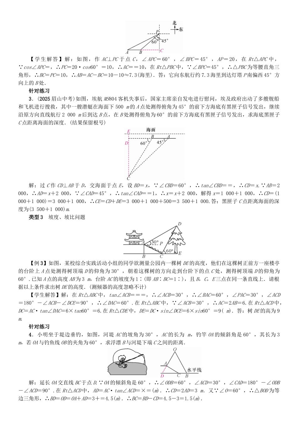中考数学专题训练六直角三角形的应用_第2页