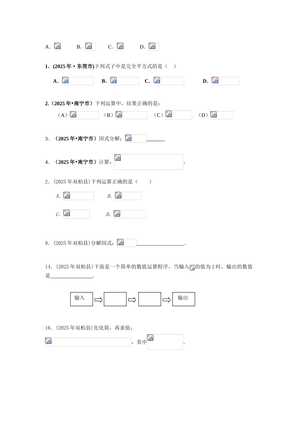 中考数学分类整式与因式分解_第3页