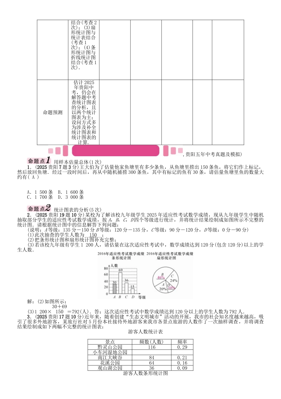 中考数学命题研究-第一编-教材知识梳理篇--统计与概率--数据的收集整理与描述精讲试题_第2页