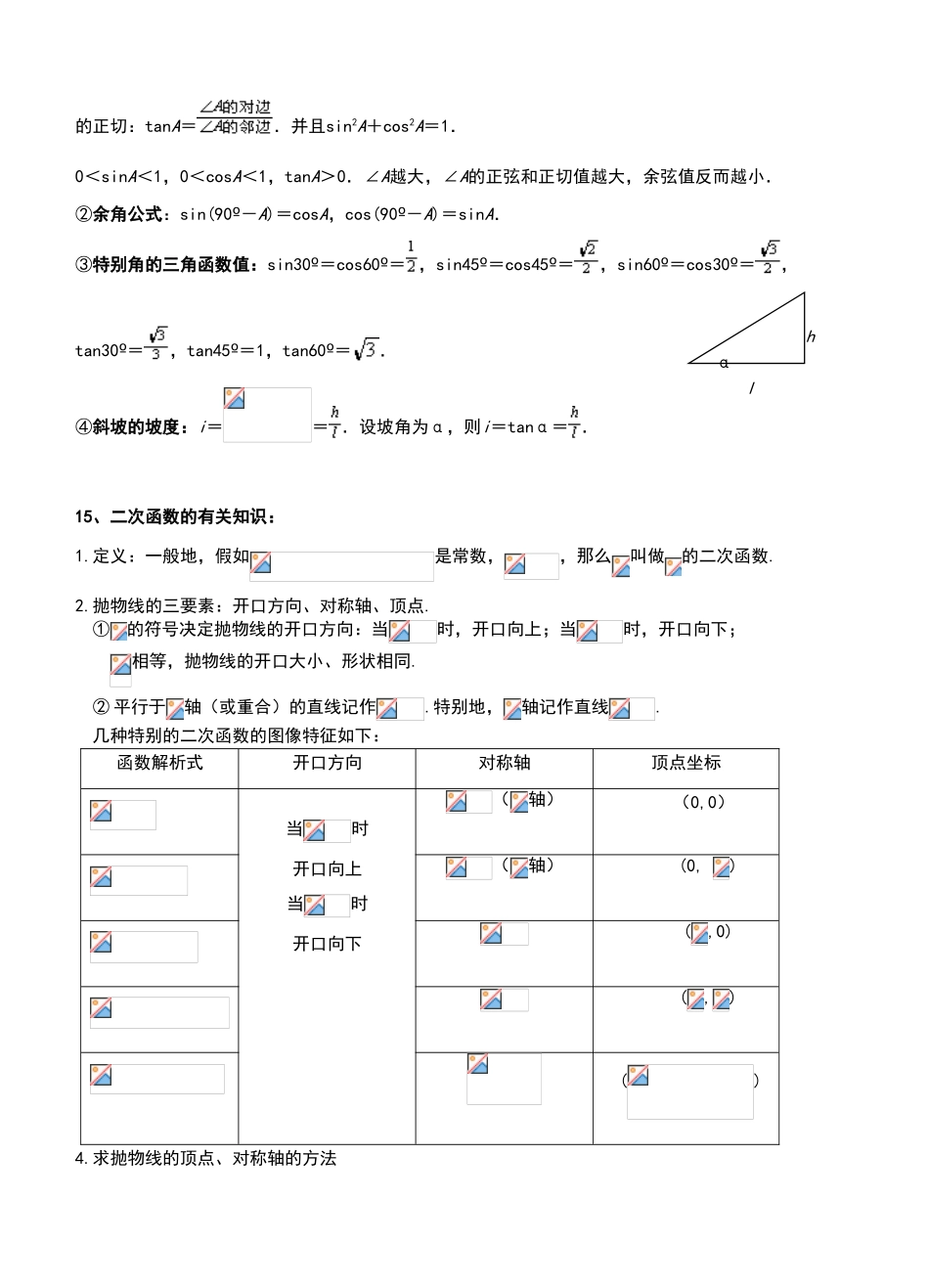中考数学常用公式和定理大全_第3页