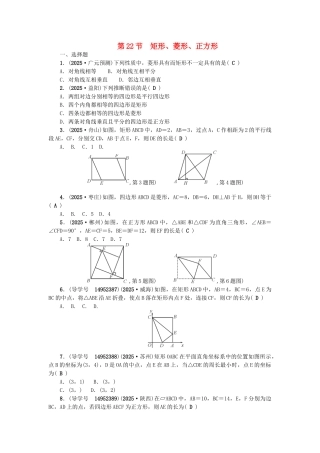 中考数学总复习--四边形--矩形菱形正方形试题