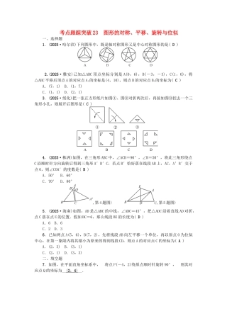 中考数学总复习--图形与变换-考点跟踪突破23-图形的对称平移旋转与位似试题