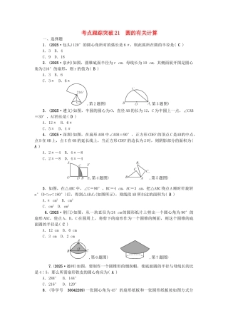 中考数学总复习--圆-考点跟踪突破21-圆的有关计算试题