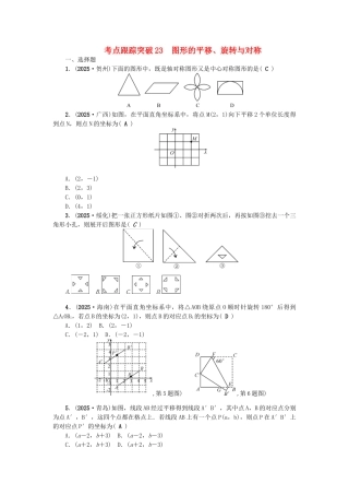 中考数学总复习-第一篇-考点聚焦--图形与变换-考点跟踪突破23-图形的平移旋转与对称1