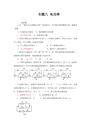 中考理化生专题八-电功率