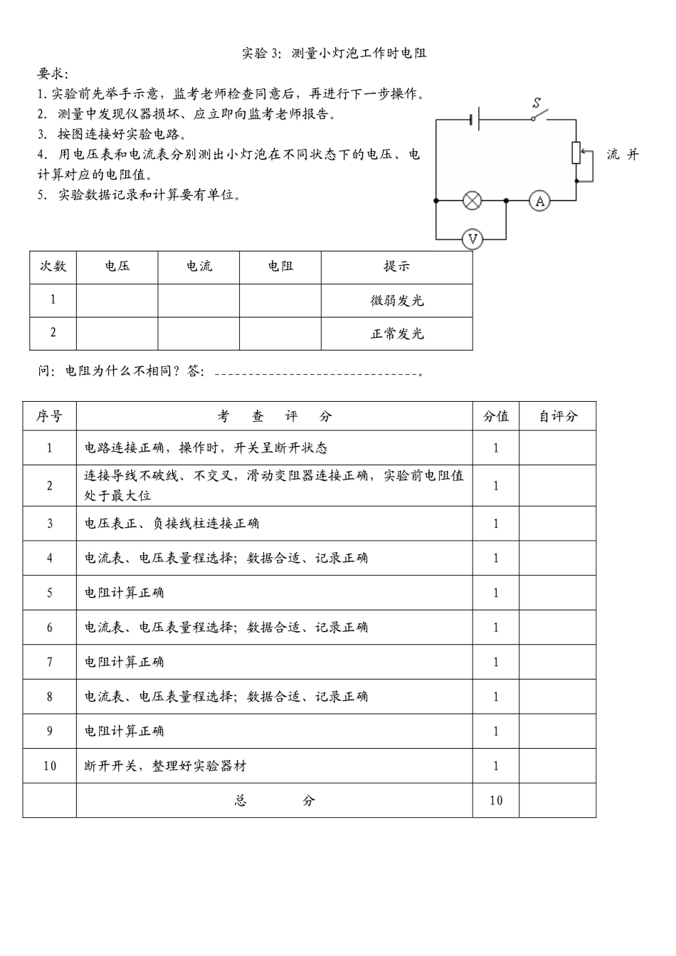 中考理化生2025合肥中考理科实验试题及评分细则_第3页