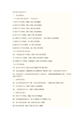 中考理化生初三化学方程式按元素归类总结