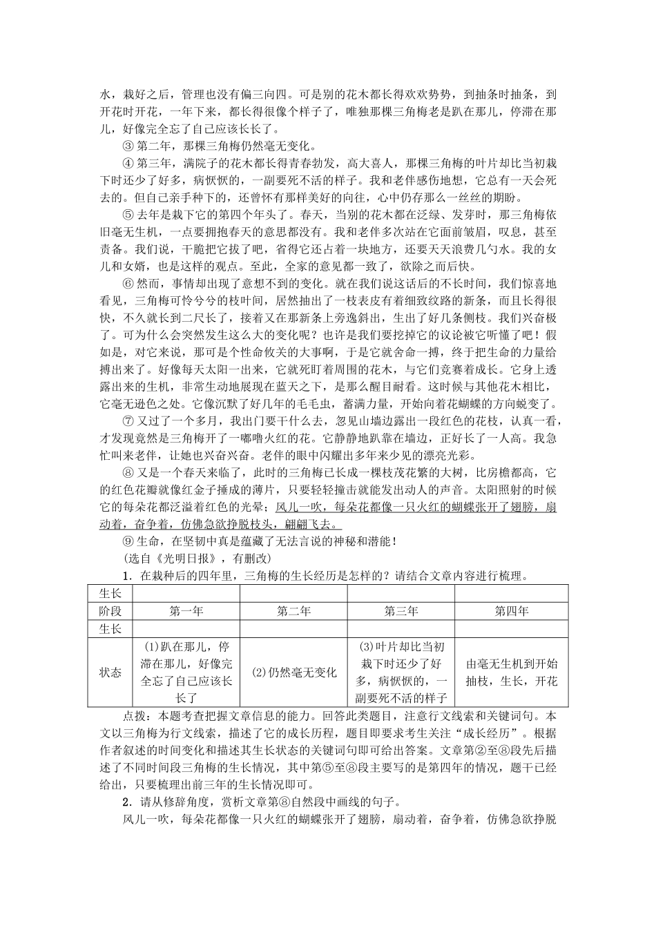 中考语文--专题复习与强化训练-专题三-现代文阅读-考点跟踪突破-16记叙文线索与情节_第3页