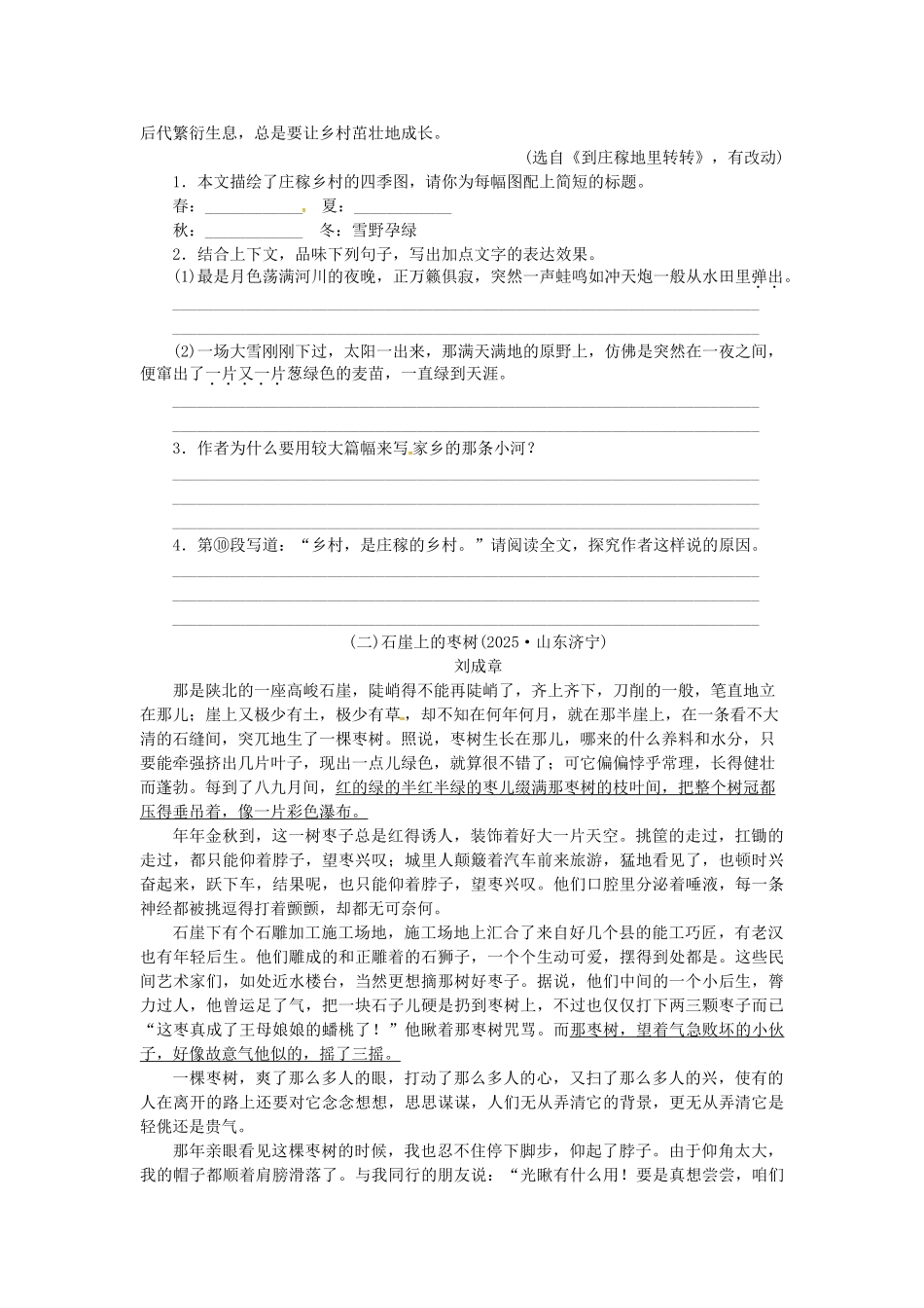 中考语文-全程专题突破复习导练-抒情散文_第2页