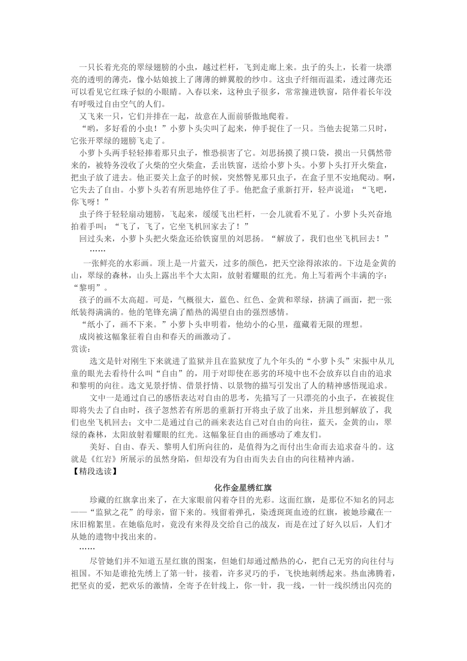 中考语文-名著导读红岩经典诵读1_第2页