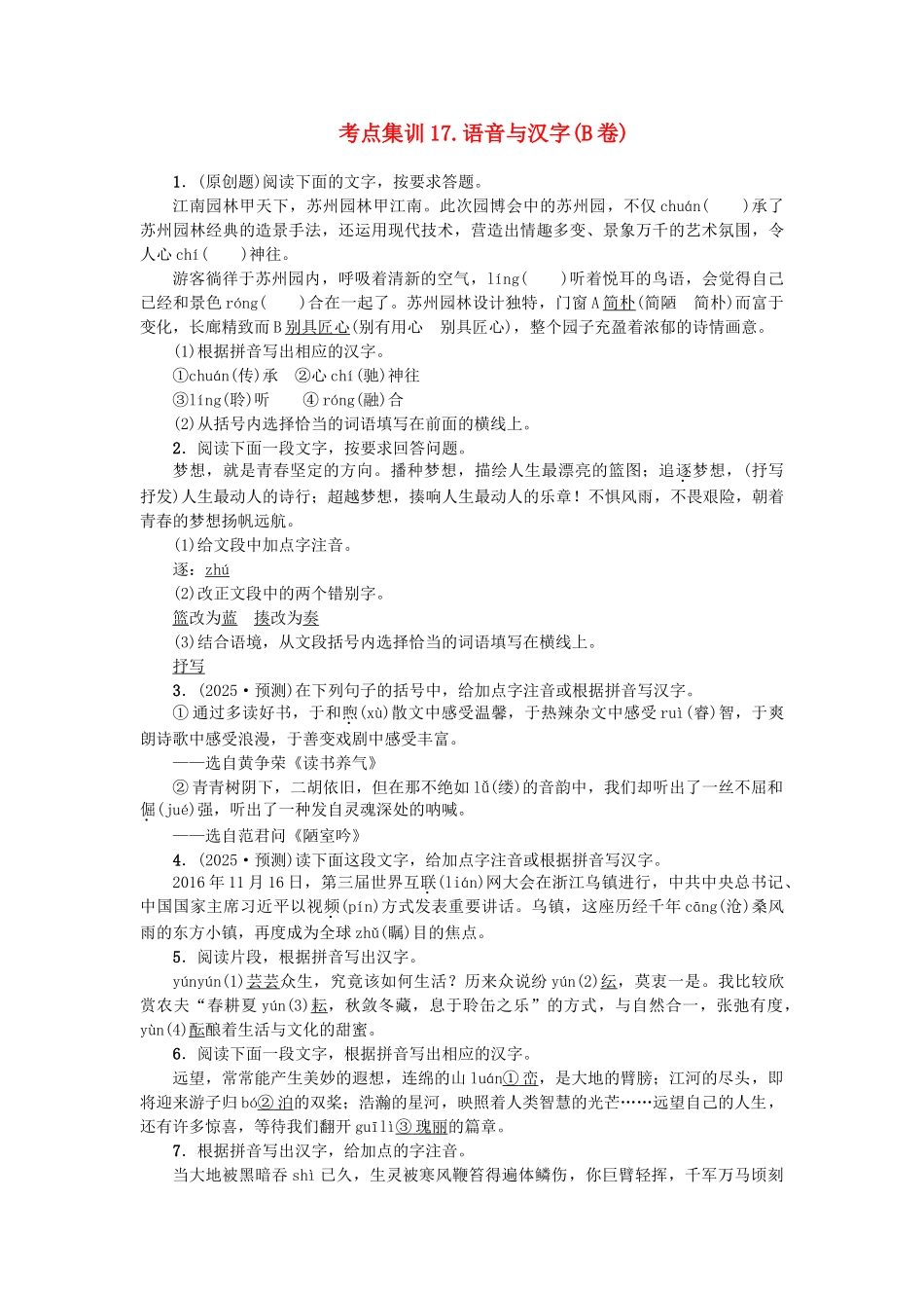 中考语文-考点集训17_第1页