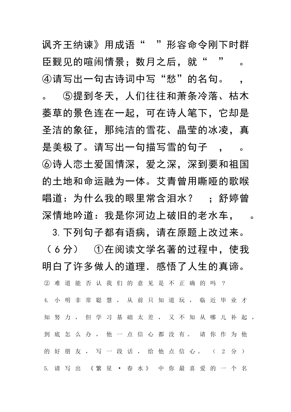 中考语文模拟试题四_第2页