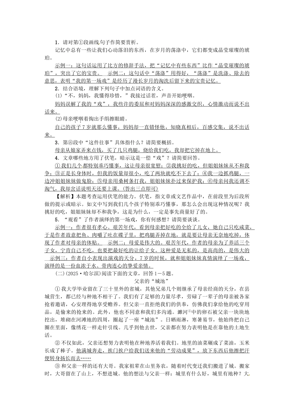 中考语文考点复习-考点跟踪突破-记叙文人物与写作手法1_第2页