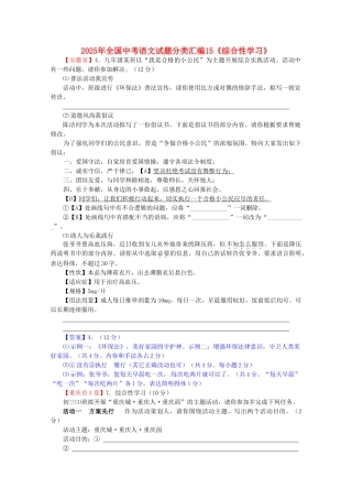 中考语文试题分类汇编-15《综合性学习》