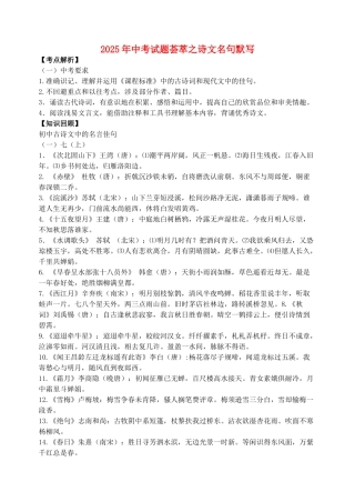 中考语文试题荟萃之诗文名句默写试题1