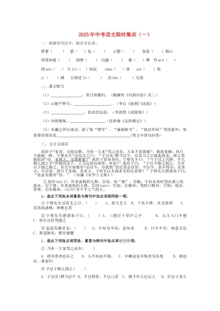 中考语文限时集训一