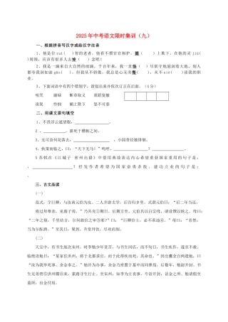 中考语文限时集训九