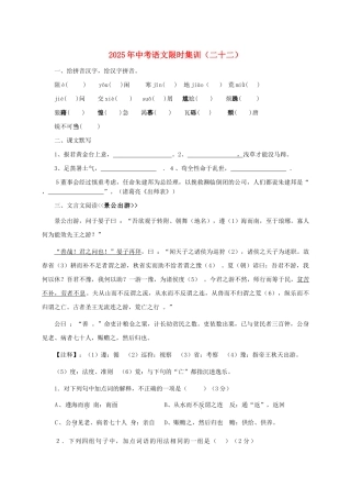 中考语文限时集训二十二