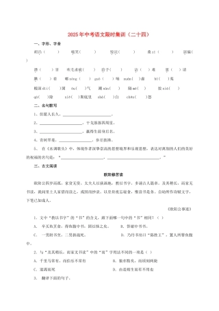 中考语文限时集训二十四