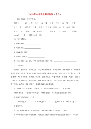 中考语文限时集训十九