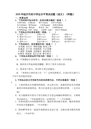临沂市初中学业水平考试试题