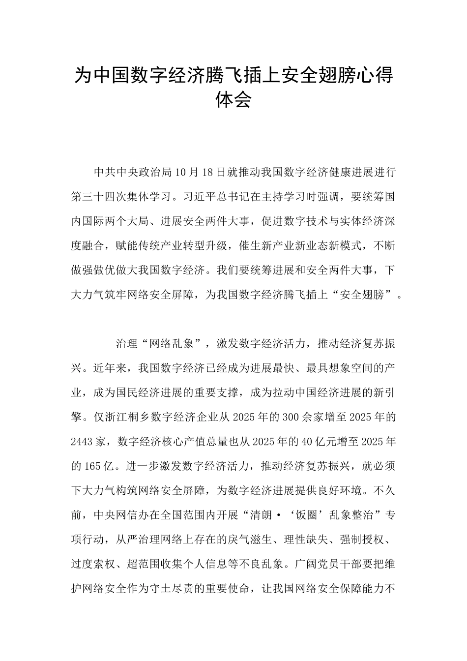 为中国数字经济腾飞插上安全翅膀心得体会_第1页