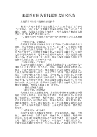 主题教育回头看问题整改情况报告