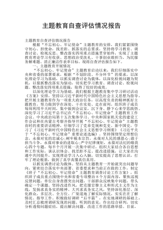 主题教育自查评估情况报告
