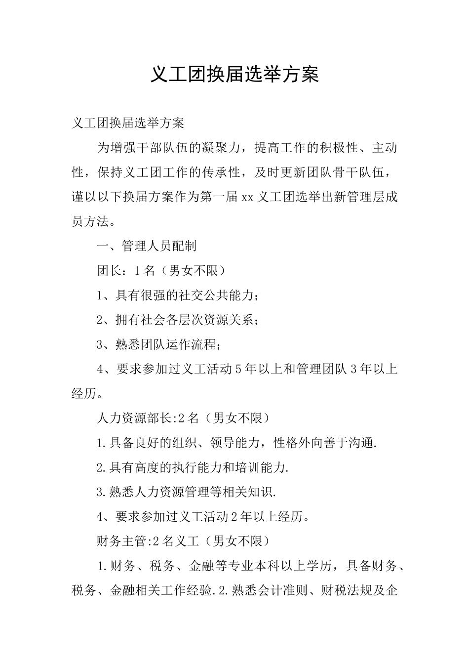 义工团换届选举方案_第1页