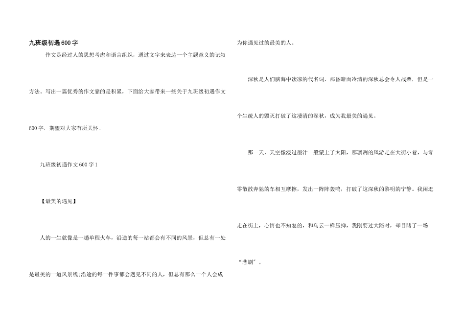 九年级初遇600字_第1页