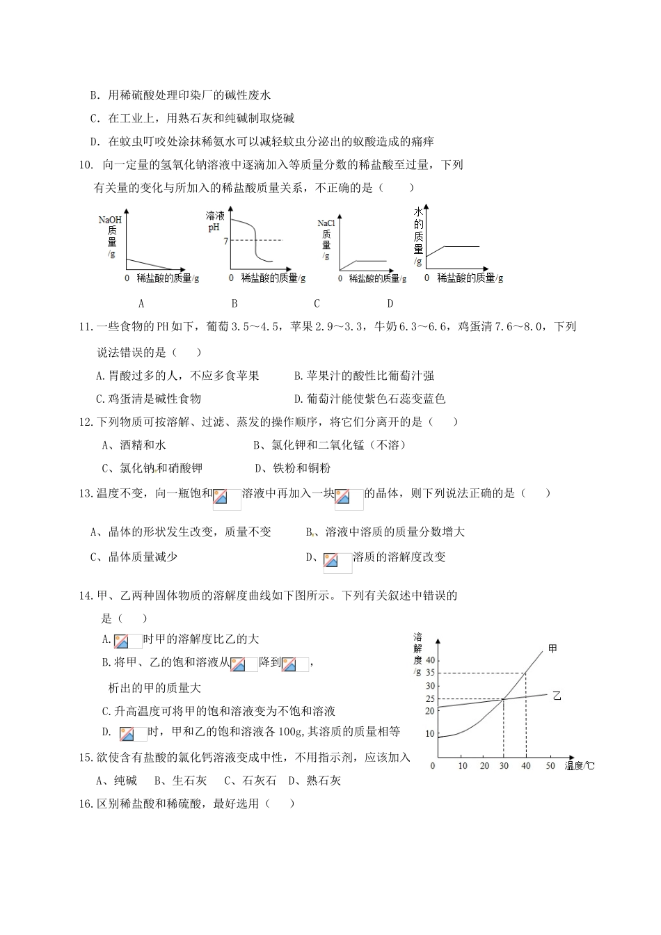九年级化学3月月考试题_第2页