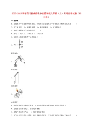 九年级化学上学期10月月考试卷含解析-新人教版1