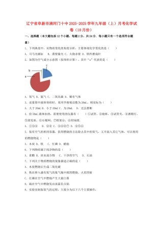 九年级化学上学期10月月考试卷含解析-新人教版16