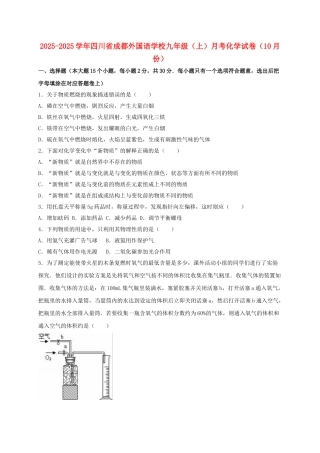 九年级化学上学期10月月考试卷含解析-新人教版2